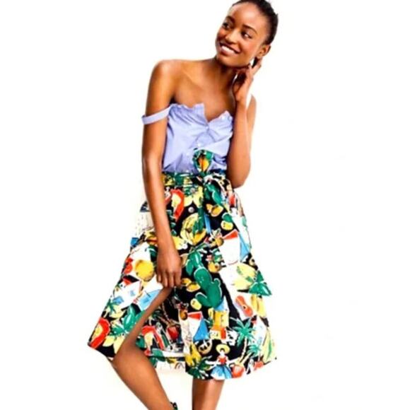 J.Crew Post Card Print Skirt Size 00 - Picture 1 of 4